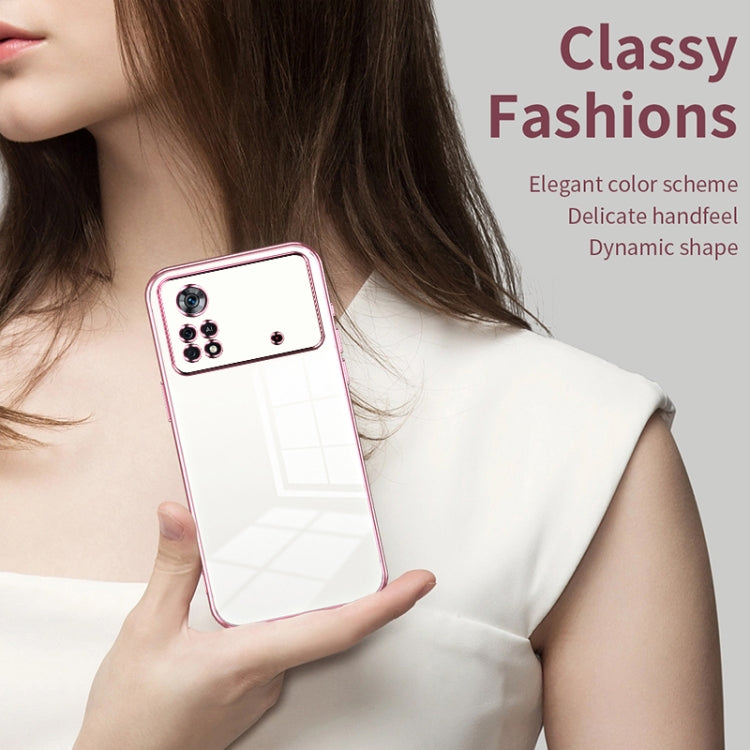 For Xiaomi Poco X4 Pro 5G Transparent Plating Fine Hole Phone Case(Purple) - Xiaomi Cases by PMC TechLife | Online Shopping South Africa | PMC TechLife | Buy Now Pay Later Mobicred