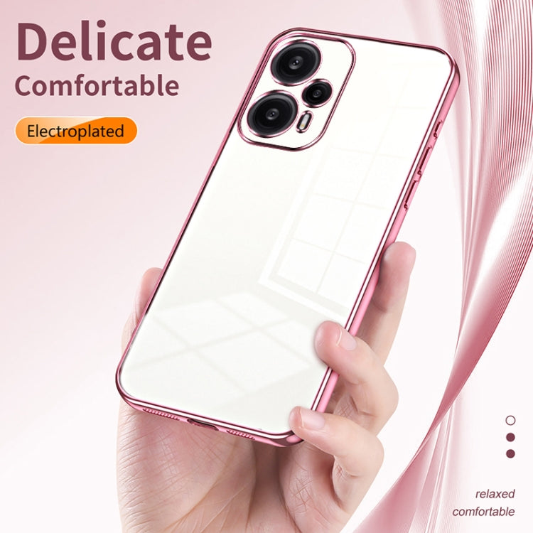 For Xiaomi Redmi Note 12 Turbo/Poco F5 Transparent Plating Fine Hole Phone Case(Pink) - Xiaomi Cases by PMC Jewellery | Online Shopping South Africa | PMC Jewellery | Buy Now Pay Later Mobicred