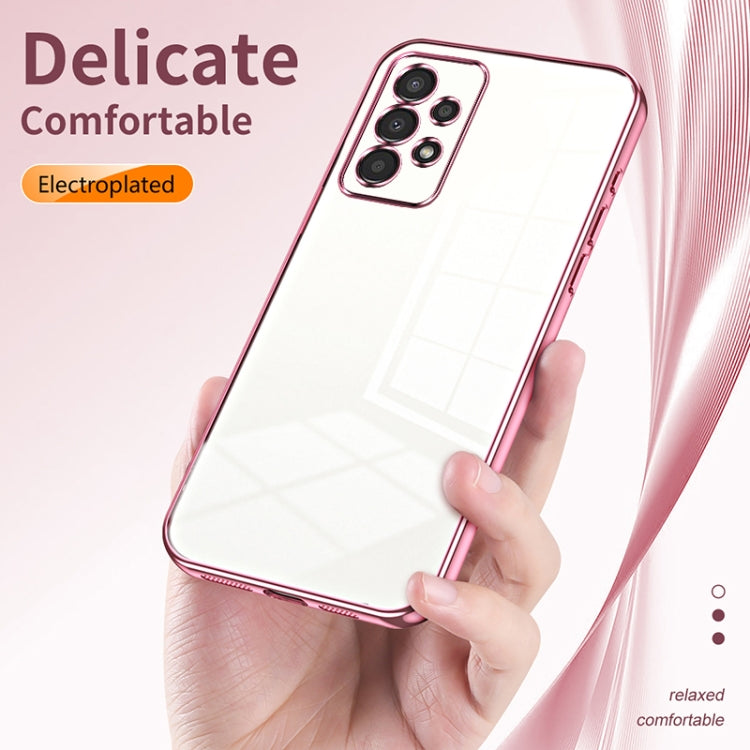 For Samsung Galaxy A13 4G Transparent Plating Fine Hole Phone Case(Pink) - Galaxy Phone Cases by PMC TechLife | Online Shopping South Africa | PMC TechLife