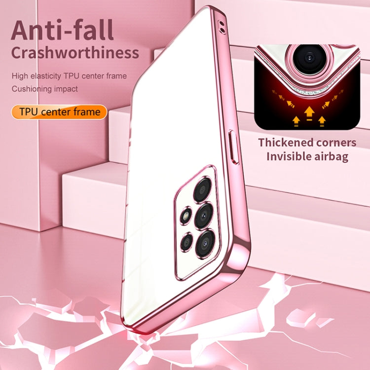 For Samsung Galaxy A13 4G Transparent Plating Fine Hole Phone Case(Pink) - Galaxy Phone Cases by PMC TechLife | Online Shopping South Africa | PMC TechLife