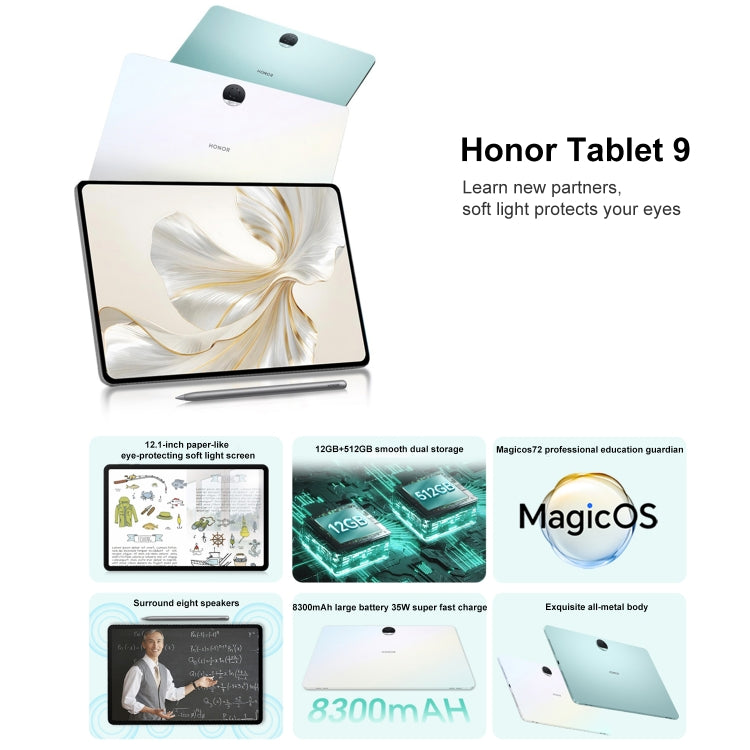 Honor Tablet 9 12.1 inch WiFi, Standard 12GB+256GB, MagicOS 7.2 Snapdragon 6 Gen1 Octa Core 2.2GHz, Not Support Google Play(White) - Huawei by Huawei | Online Shopping South Africa | PMC Jewellery