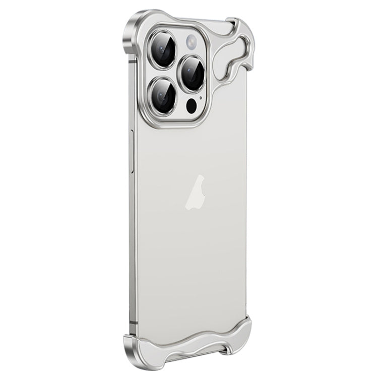 For iPhone 15 Pro Max Frameless Metal Corner Pad Phone Case with Lens Film(White) - iPhone 15 Pro Max Cases by PMC TechLife | Online Shopping South Africa | PMC TechLife | Buy Now Pay Later Mobicred