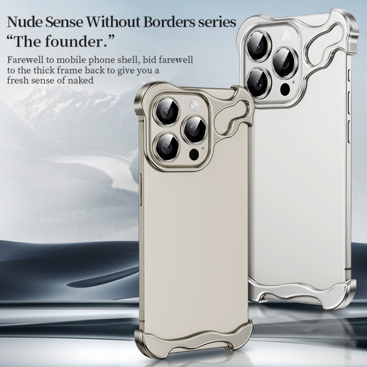 For iPhone 15 Plus Frameless Metal Corner Pad Phone Case with Lens Film(White) - iPhone 15 Plus Cases by PMC TechLife | Online Shopping South Africa | PMC TechLife