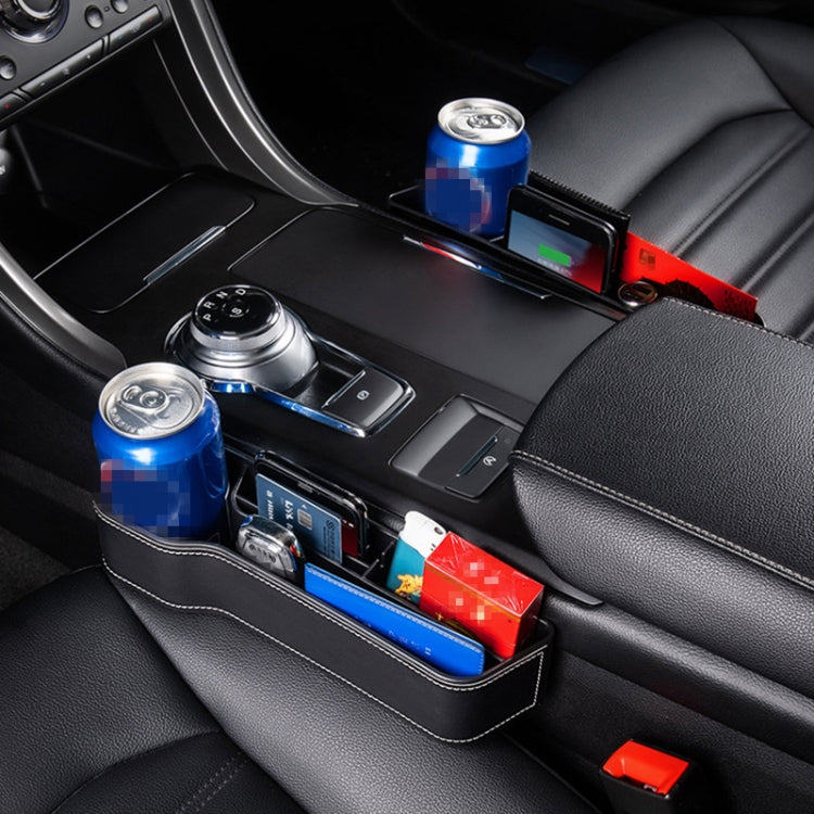 Car Multi-functional Console Box Cup Holder Seat Gap Side Storage Box, Leather Style, Color:Beige(Front Passenger Seat) - free shipping - PMC TechLife - Order now!