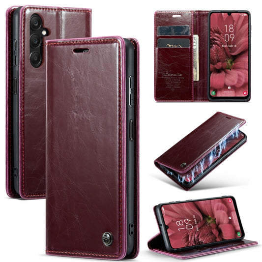 For Samsung Galaxy A25 CaseMe 003 Crazy Horse Texture Flip Leather Phone Case(Mulberry Red) - Galaxy Phone Cases by CaseMe | Online Shopping South Africa | PMC Jewellery | Buy Now Pay Later Mobicred