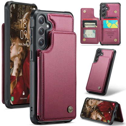 For Samsung Galaxy S24+ 5G CaseMe C22 PC+TPU Business Style RFID Anti-theft Leather Phone Case(Wine Red) - Galaxy S24+ 5G Cases by CaseMe | Online Shopping South Africa | PMC Jewellery | Buy Now Pay Later Mobicred