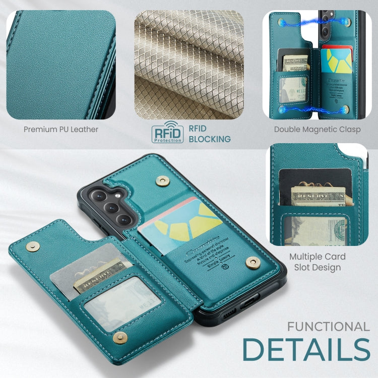 For Samsung Galaxy S24 5G CaseMe C22 PC+TPU Business Style RFID Anti-theft Leather Phone Case(Blue Green) - Galaxy S24 5G Cases by CaseMe | Online Shopping South Africa | PMC Jewellery | Buy Now Pay Later Mobicred