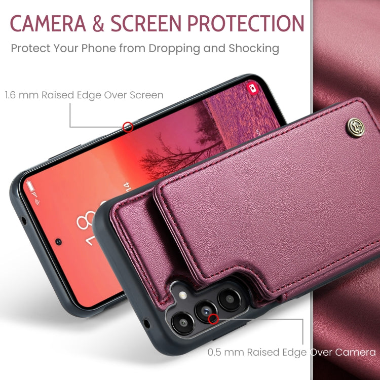 For Samsung Galaxy A35 5G CaseMe C22 PC+TPU Business Style RFID Anti-theft Leather Phone Case(Wine Red) - Galaxy Phone Cases by CaseMe | Online Shopping South Africa | PMC Jewellery | Buy Now Pay Later Mobicred