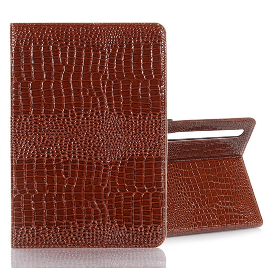 For Samsung Galaxy Tab S9 Crocodile Texture Leather Tablet Case(Brown) - Galaxy Tab S9 Cases by PMC Jewellery | Online Shopping South Africa | PMC Jewellery | Buy Now Pay Later Mobicred