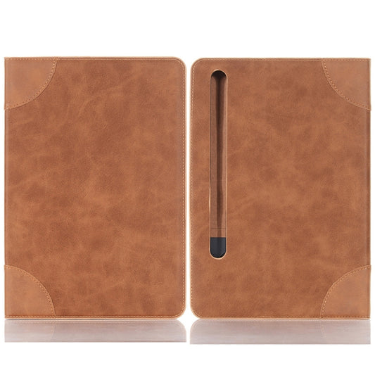 For Samsung Galaxy Tab S9 Retro Book Leather Tablet Case(Light Brown) - Galaxy Tab S9 Cases by PMC Jewellery | Online Shopping South Africa | PMC Jewellery | Buy Now Pay Later Mobicred