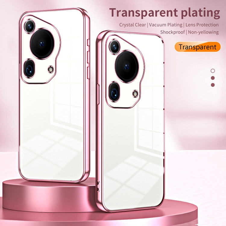 For Huawei Pura 70 Ultra Transparent Plating Fine Hole Phone Case(Black) - Huawei Cases by PMC TechLife | Online Shopping South Africa | PMC TechLife