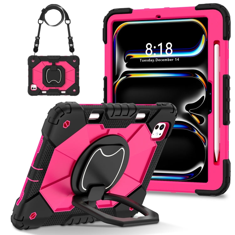 For iPad Pro 11 2024 Contrast Color Robot Silicone Hybrid PC Tablet Case(Black Rose Red) - iPad Pro 11 2024 Cases by PMC TechLife | Online Shopping South Africa | PMC TechLife | Buy Now Pay Later Mobicred
