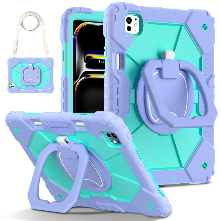 For iPad Pro 11 2024 Contrast Color Robot Silicone Hybrid PC Tablet Case(Purple Mint Green) - iPad Pro 11 2024 Cases by PMC Jewellery | Online Shopping South Africa | PMC Jewellery | Buy Now Pay Later Mobicred