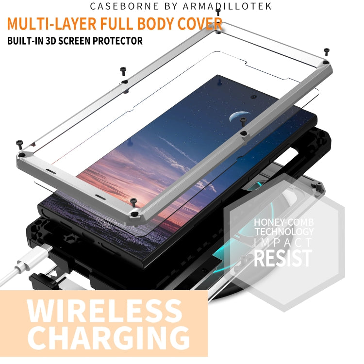 For Samsung Galaxy S24 Ultra 5G R-JUST Sliding Camera Life Waterproof Holder Phone Case(Silver) - Galaxy S24 Ultra 5G Cases by R-JUST | Online Shopping South Africa | PMC Jewellery | Buy Now Pay Later Mobicred