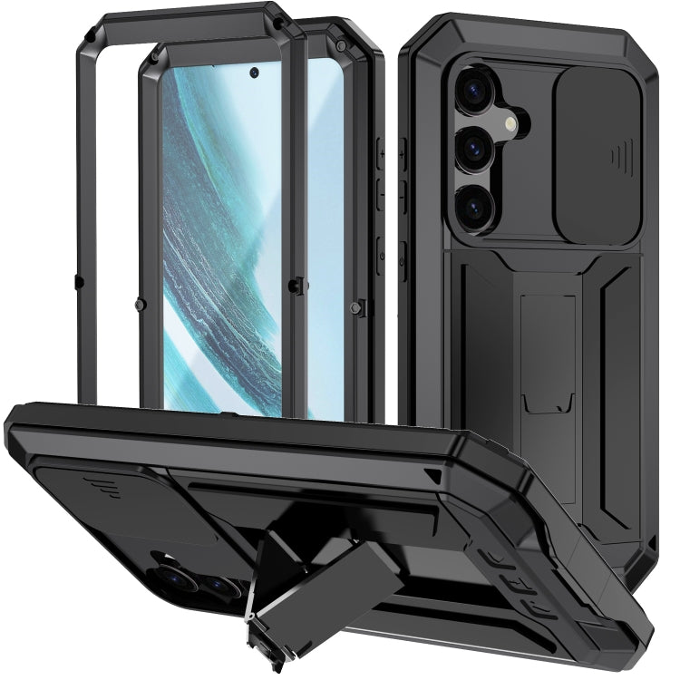 For Samsung Galaxy S24+ 5G R-JUST Sliding Camera Life Waterproof Holder Phone Case(Black) - Galaxy S24+ 5G Cases by R-JUST | Online Shopping South Africa | PMC TechLife | Buy Now Pay Later Mobicred
