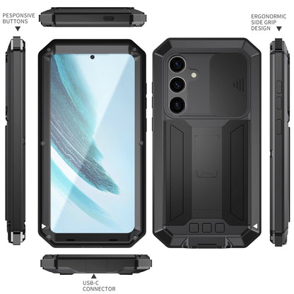 For Samsung Galaxy S24+ 5G R-JUST Sliding Camera Life Waterproof Holder Phone Case(Black) - Galaxy S24+ 5G Cases by R-JUST | Online Shopping South Africa | PMC Jewellery