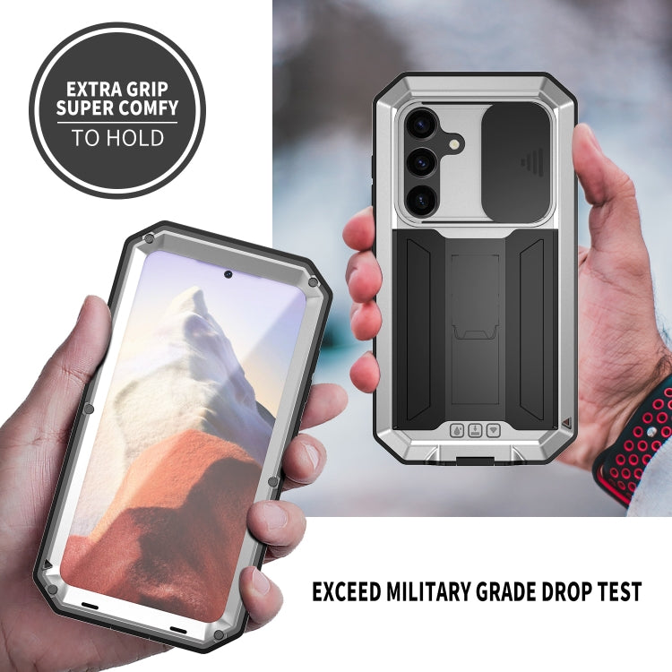For Samsung Galaxy S24 5G R-JUST Sliding Camera Life Waterproof Holder Phone Case(Silver) - Galaxy S24 5G Cases by R-JUST | Online Shopping South Africa | PMC Jewellery