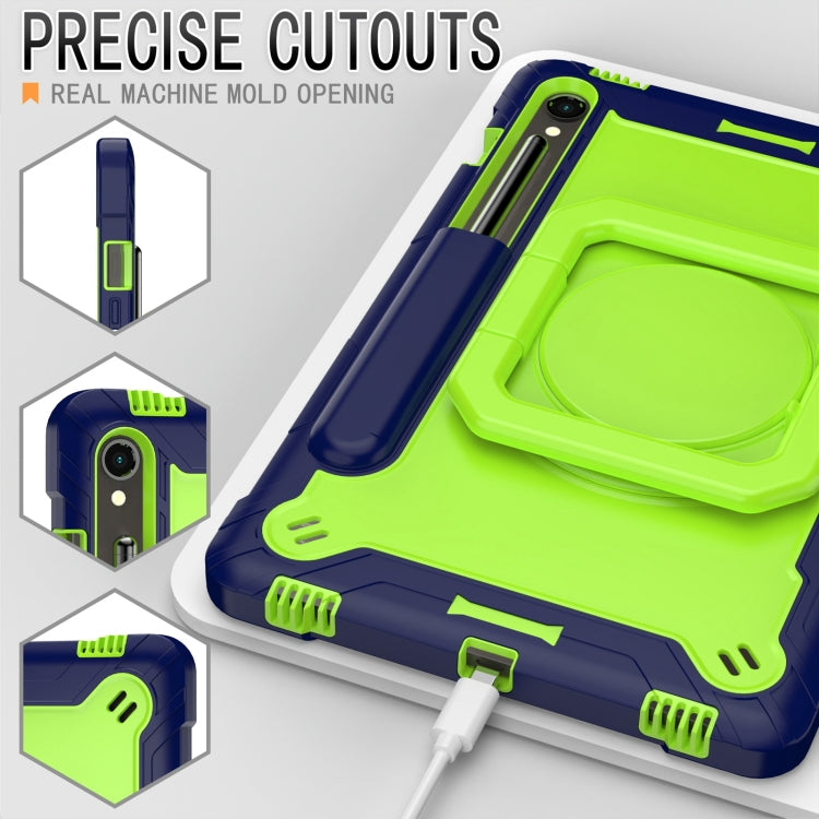 For Samsung Galaxy Tab S9 FE / S9 Handle Robot Silicone Hybrid PC Tablet Case(Navy Yellow Green) - Galaxy Tab S9 Cases by PMC Jewellery | Online Shopping South Africa | PMC Jewellery | Buy Now Pay Later Mobicred