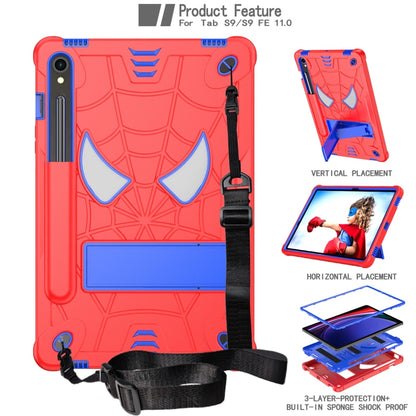 For Samsung Galaxy Tab S9 FE / S9 Fold-Holder Spider Silicone Hybrid PC Tablet Case(Red Blue) - Galaxy Tab S9 Cases by PMC Jewellery | Online Shopping South Africa | PMC Jewellery