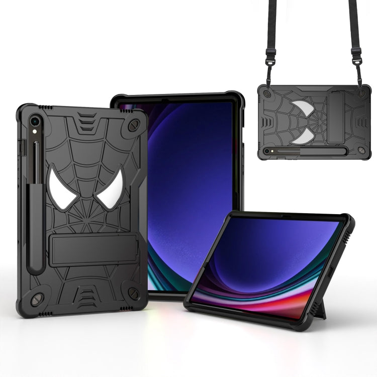 For Samsung Galaxy Tab S9 FE / S9 Fold-Holder Spider Silicone Hybrid PC Tablet Case(Black) - Galaxy Tab S9 Cases by PMC Jewellery | Online Shopping South Africa | PMC Jewellery