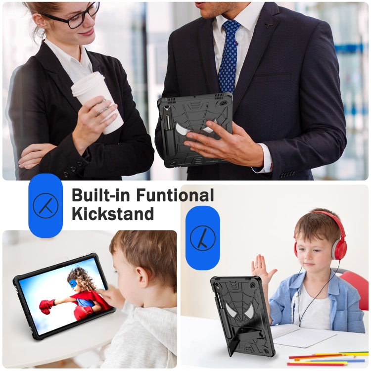 For Samsung Galaxy Tab S9 FE / S9 Fold-Holder Spider Silicone Hybrid PC Tablet Case(Black) - Galaxy Tab S9 Cases by PMC TechLife | Online Shopping South Africa | PMC TechLife