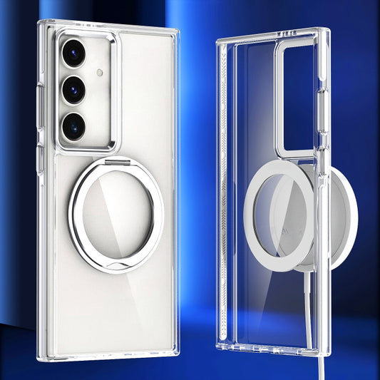 For Samsung Galaxy S24 5G Magnetic 360 Degree Rotating Holder Phone Case(White) - Galaxy S24 5G Cases by PMC Jewellery | Online Shopping South Africa | PMC Jewellery | Buy Now Pay Later Mobicred