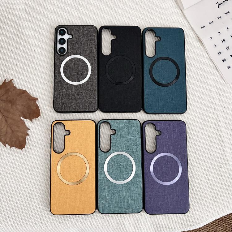 For Samsung Galaxy S25 5G Magsafe Magnetic Ring Cloth Texture Phone Case(Orange) - Galaxy S25 5G Cases by PMC TechLife | Online Shopping South Africa | PMC TechLife | Buy Now Pay Later Mobicred