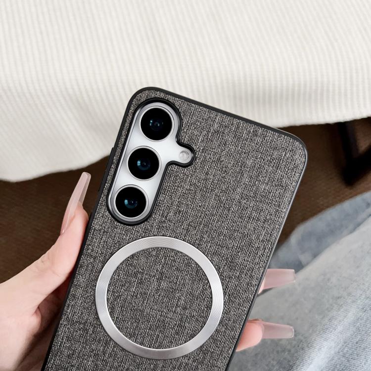 For Samsung Galaxy S25 5G Magsafe Magnetic Ring Cloth Texture Phone Case(Orange) - Galaxy S25 5G Cases by PMC TechLife | Online Shopping South Africa | PMC TechLife | Buy Now Pay Later Mobicred
