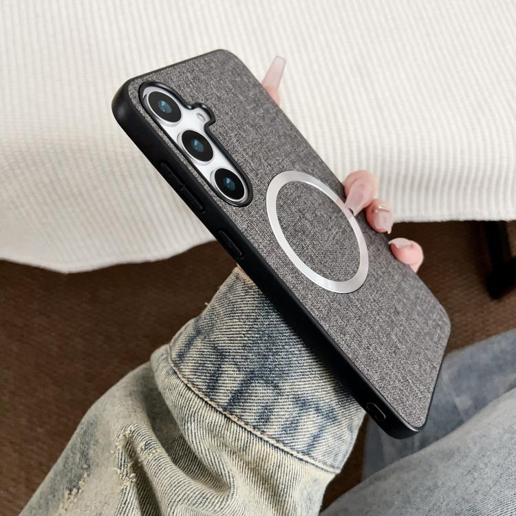 For Samsung Galaxy S25 5G Magsafe Magnetic Ring Cloth Texture Phone Case(Orange) - Galaxy S25 5G Cases by PMC TechLife | Online Shopping South Africa | PMC TechLife | Buy Now Pay Later Mobicred