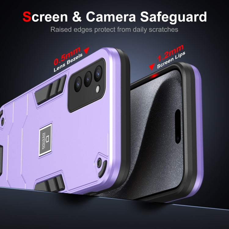 For Tecno Camon 18P 2 in 1 Shockproof Phone Case(Purple) - Tecno Cases by PMC TechLife | Online Shopping South Africa | PMC TechLife | Buy Now Pay Later Mobicred