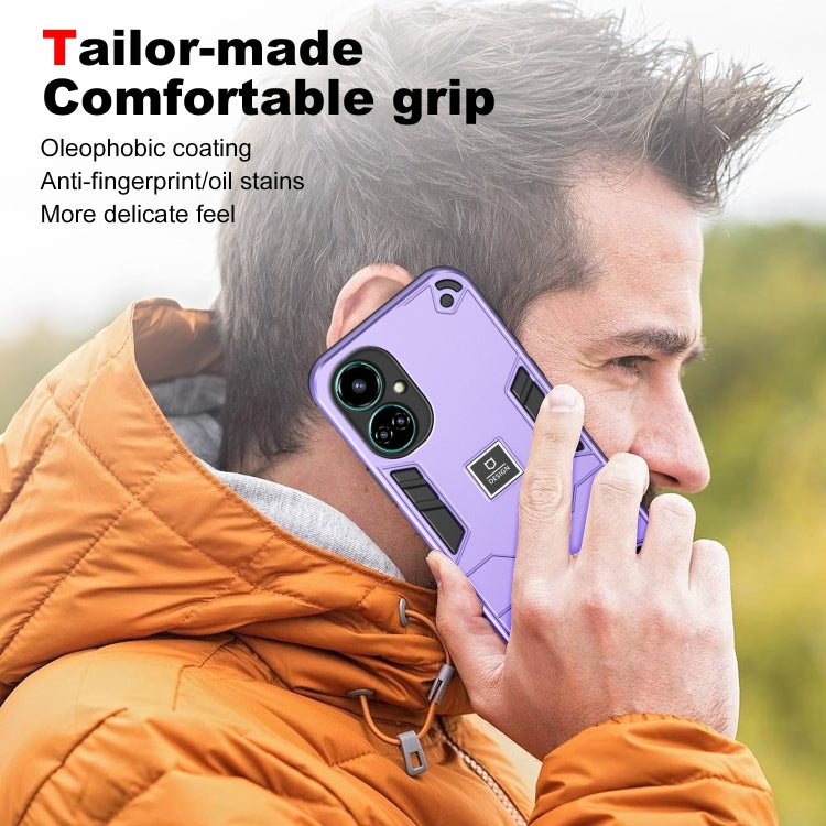 For Tecno Camon 19 2 in 1 Shockproof Phone Case(Purple) - Tecno Cases by PMC TechLife | Online Shopping South Africa | PMC TechLife | Buy Now Pay Later Mobicred