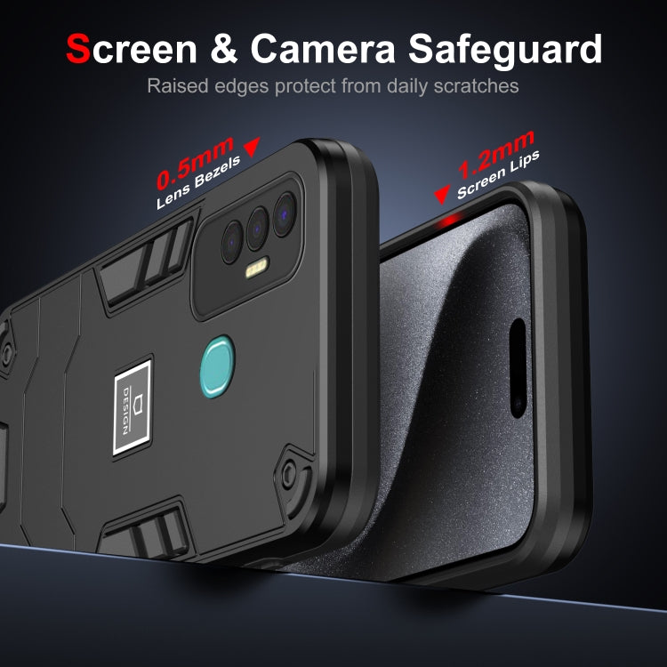 For Tecno Spark 7P 2 in 1 Shockproof Phone Case(Black) - Tecno Cases by PMC TechLife | Online Shopping South Africa | PMC TechLife | Buy Now Pay Later Mobicred