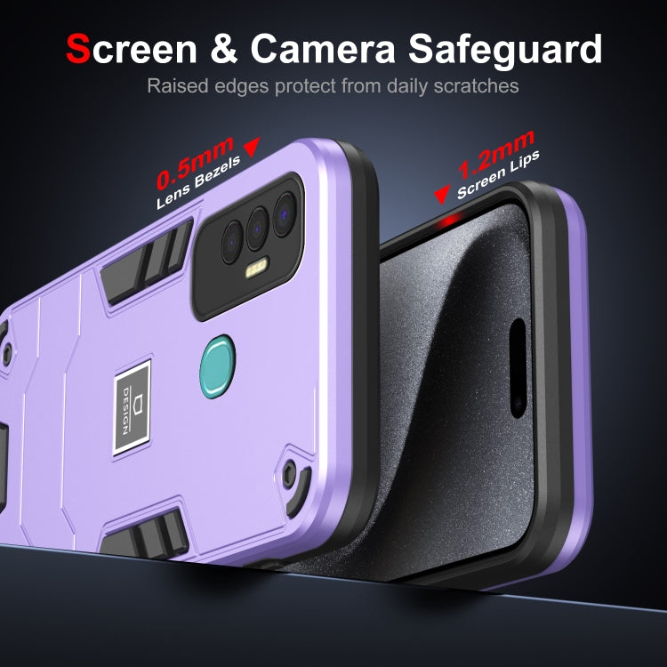 For Tecno Spark 7P 2 in 1 Shockproof Phone Case(Purple) - Tecno Cases by PMC TechLife | Online Shopping South Africa | PMC TechLife | Buy Now Pay Later Mobicred