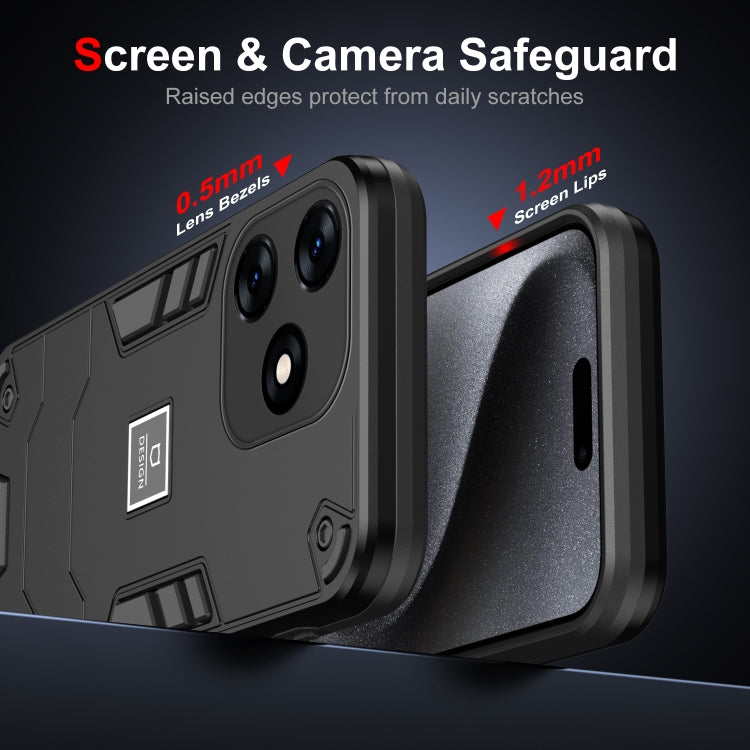 For Tecno Spark 10 2 in 1 Shockproof Phone Case(Black) - Tecno Cases by PMC TechLife | Online Shopping South Africa | PMC TechLife | Buy Now Pay Later Mobicred