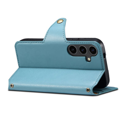 For Samsung Galaxy S24+ 5G Denior Cowhide Texture Wallet Style Leather Phone Case(Blue) - Galaxy S24+ 5G Cases by Denior | Online Shopping South Africa | PMC Jewellery | Buy Now Pay Later Mobicred