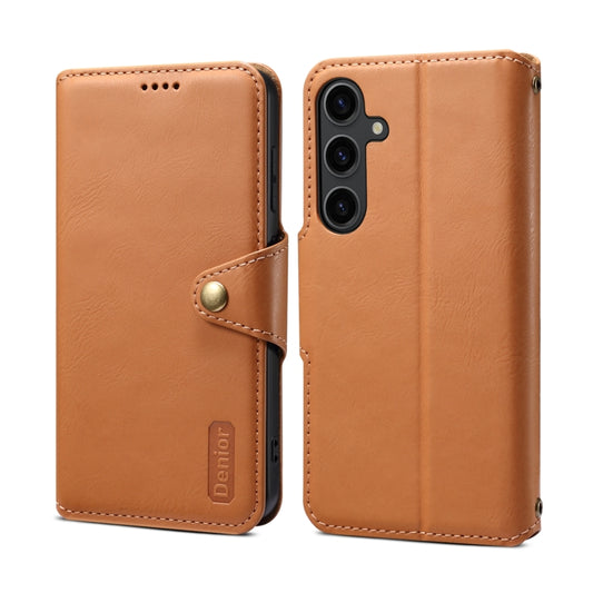 For Samsung Galaxy S24+ 5G Denior Cowhide Texture Wallet Style Leather Phone Case(Khaki) - Galaxy S24+ 5G Cases by Denior | Online Shopping South Africa | PMC Jewellery | Buy Now Pay Later Mobicred