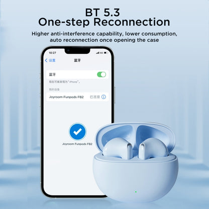 JOYROOM Funpods Series JR-FB2 Semi-In-Ear True Wireless Bluetooth Earbuds(Blue) - TWS Earphone by JOYROOM | Online Shopping South Africa | PMC Jewellery | Buy Now Pay Later Mobicred