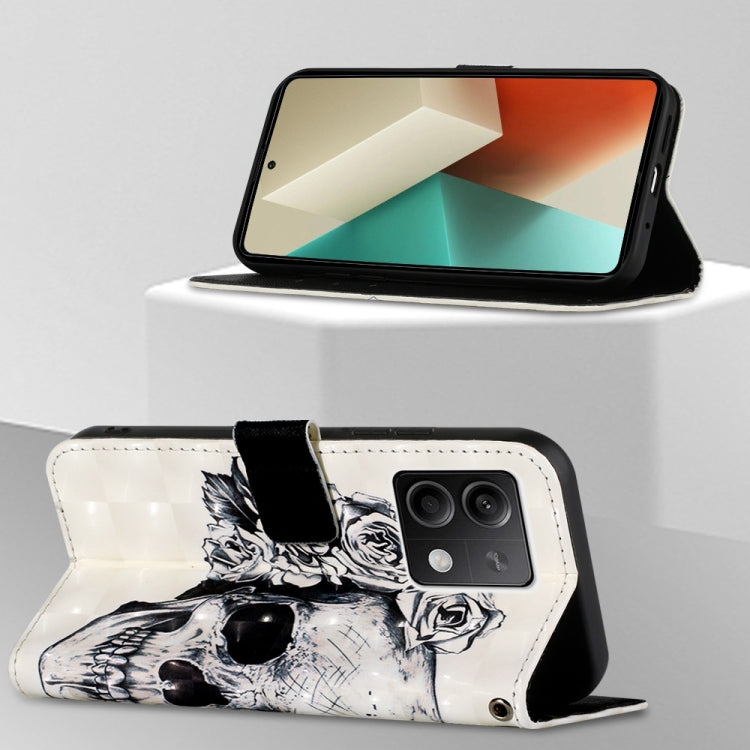 For Xiaomi Redmi Note 13 5G Global 3D Painting Horizontal Flip Leather Phone Case(Skull) - Note 13 Cases by PMC TechLife | Online Shopping South Africa | PMC TechLife | Buy Now Pay Later Mobicred