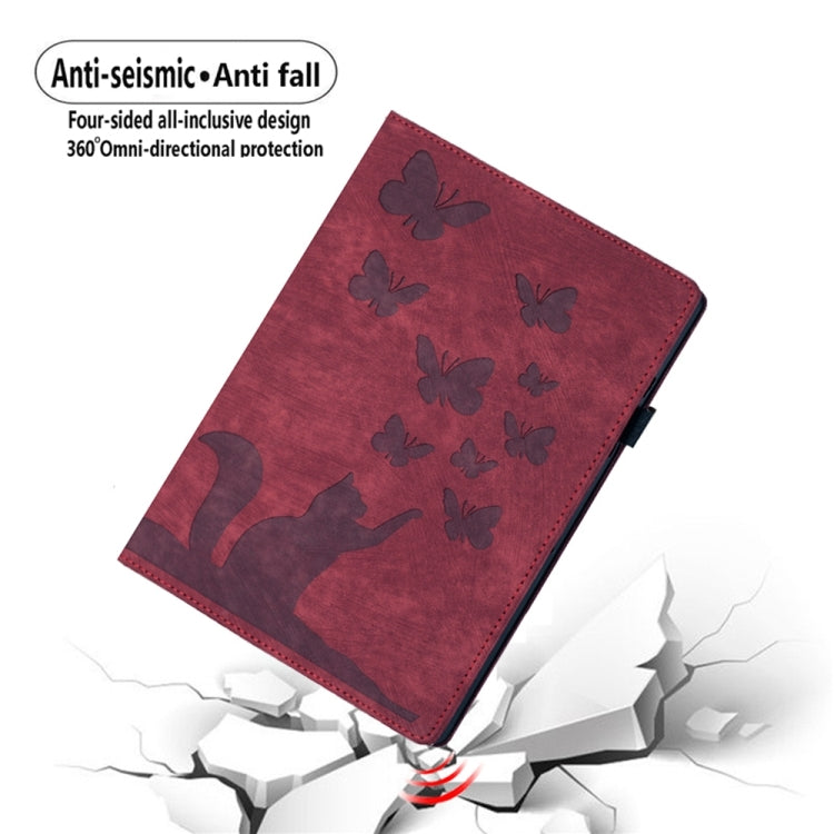 For iPad Pro 12.9 2022 / Air 13 2024 Butterfly Cat Embossing Leather Tablet Case(Red) - iPad Pro 12.9 (2022/2021) Cases by PMC Jewellery | Online Shopping South Africa | PMC Jewellery | Buy Now Pay Later Mobicred