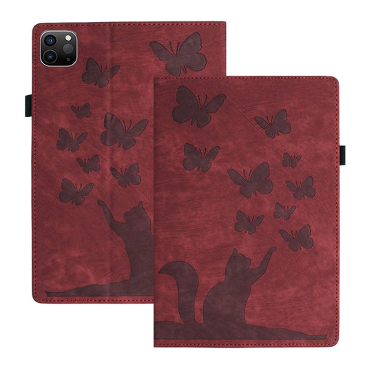 For iPad Pro 11 2024 Butterfly Cat Embossing Leather Tablet Case(Red) - iPad Pro 11 2024 Cases by PMC Jewellery | Online Shopping South Africa | PMC Jewellery | Buy Now Pay Later Mobicred