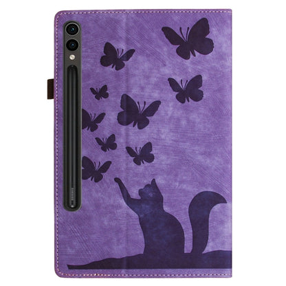 For Samsung Galaxy Tab S9 FE+ / S9+ / S8+ Butterfly Cat Embossing Leather Tablet Case(Purple) - Galaxy Tab S9+ Cases by PMC Jewellery | Online Shopping South Africa | PMC Jewellery | Buy Now Pay Later Mobicred