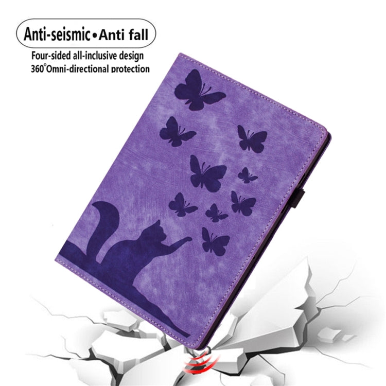 For Samsung Galaxy Tab S9 FE+ / S9+ / S8+ Butterfly Cat Embossing Leather Tablet Case(Purple) - free shipping - PMC Jewellery - Order now!