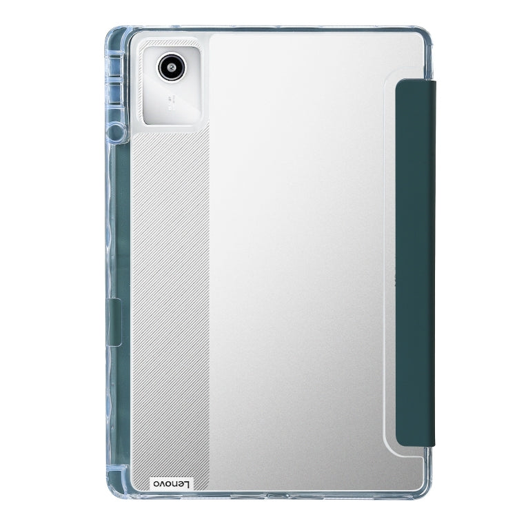 For Lenovo Tab M11 /Xiaoxin Pad 11 2024 Clear Acrylic 3-Fold Leather Tablet Case(Deep Green) - Lenovo by PMC TechLife | Online Shopping South Africa | PMC TechLife | Buy Now Pay Later Mobicred