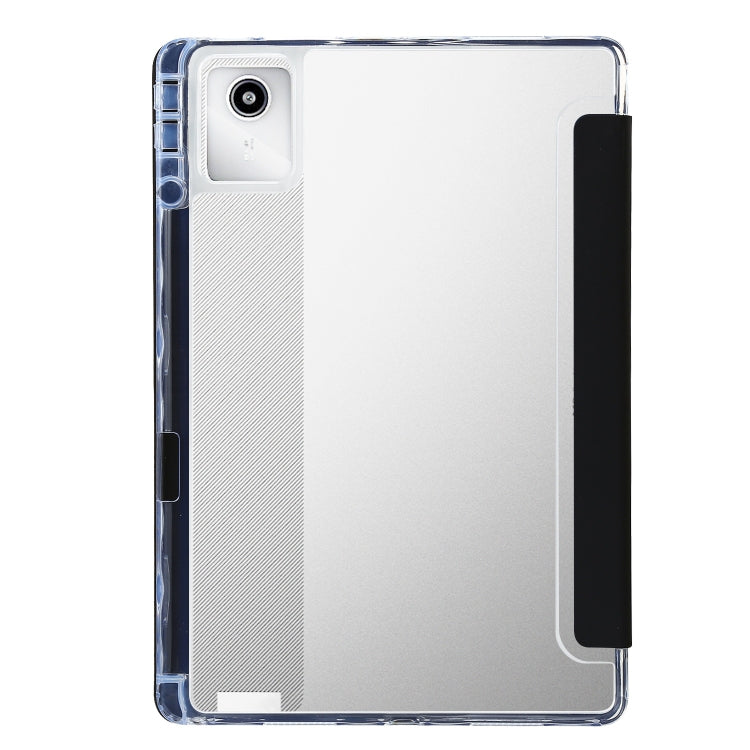 For Lenovo Tab M11 /Xiaoxin Pad 11 2024 Clear Acrylic 3-Fold Leather Tablet Case(Black) - Lenovo by PMC Jewellery | Online Shopping South Africa | PMC Jewellery | Buy Now Pay Later Mobicred