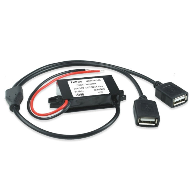 12V to 5V 3A Car Power Converter DC Module Voltage Regulator, Style:2 in 1 Dual USB Female - Car Modification by PMC TechLife | Online Shopping South Africa | PMC TechLife | Buy Now Pay Later Mobicred