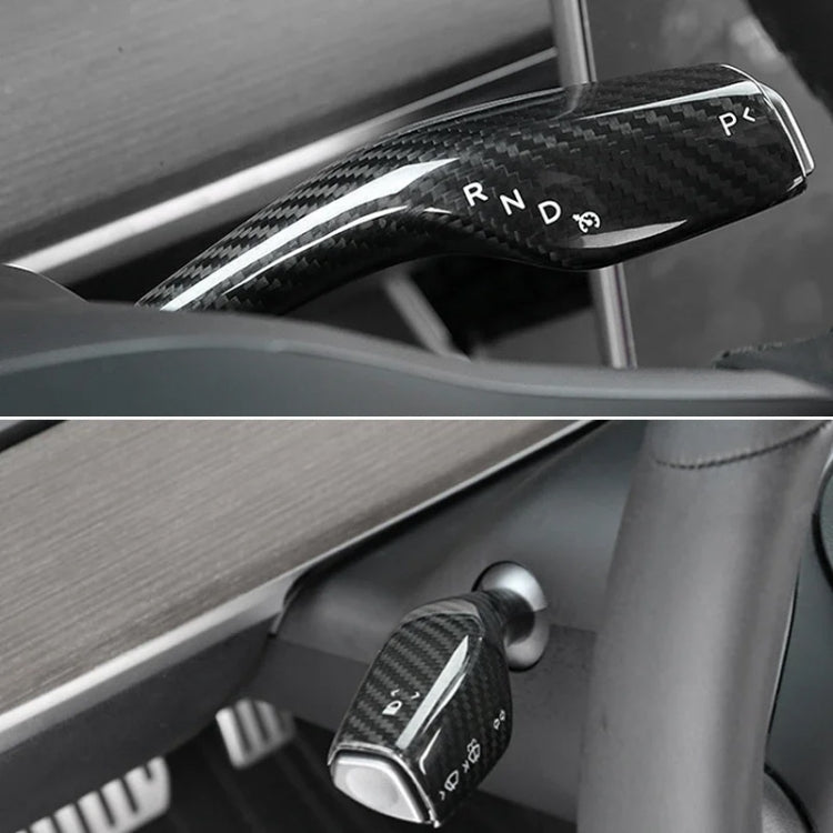 For Tesla Model 3 / Y Car Turn Signal Lever Carbon Fiber Pattern Protective Cover(Bright Black) - Car Interior Mouldings by PMC Jewellery | Online Shopping South Africa | PMC Jewellery | Buy Now Pay Later Mobicred