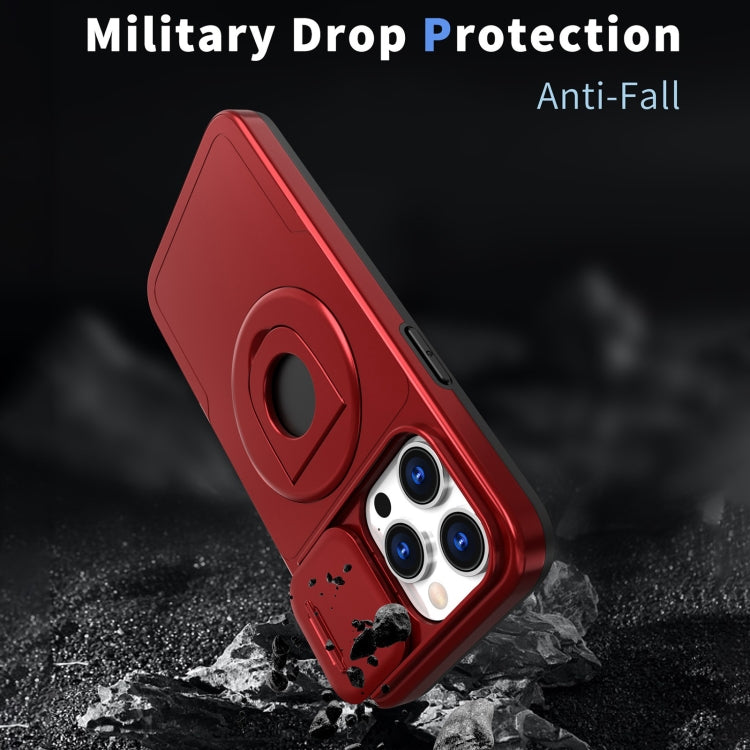 For iPhone 15 Pro Camshield MagSafe Ring Holder Armor Phone Case(Red) - More iPhone Cases by PMC TechLife | Online Shopping South Africa | PMC TechLife