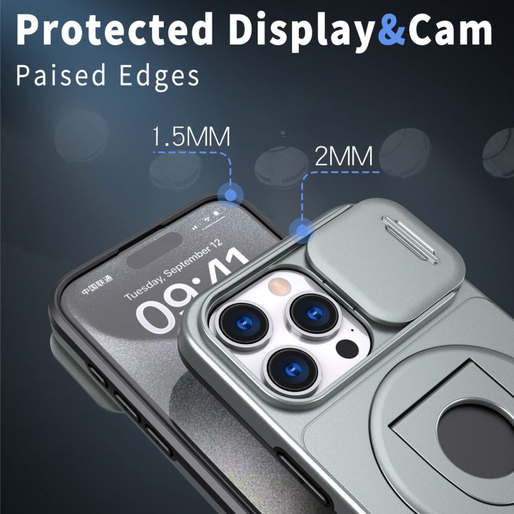 For iPhone 15 Plus Camshield MagSafe Ring Holder Armor Phone Case(Titanium Grey) - iPhone 15 Plus Cases by PMC TechLife | Online Shopping South Africa | PMC TechLife