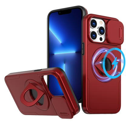 For iPhone 13 Pro Camshield MagSafe Ring Holder Armor Phone Case(Red) - iPhone 13 Pro Cases by PMC Jewellery | Online Shopping South Africa | PMC Jewellery