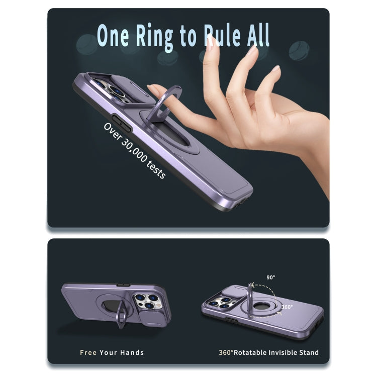 For iPhone 12 Pro Camshield MagSafe Ring Holder Armor Phone Case(Purple) - iPhone 12 / 12 Pro Cases by PMC TechLife | Online Shopping South Africa | PMC TechLife
